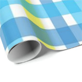 Glosswrapping Paper Blue Yellow Kariert Geschenkpapier (Rolleneckpunkt)