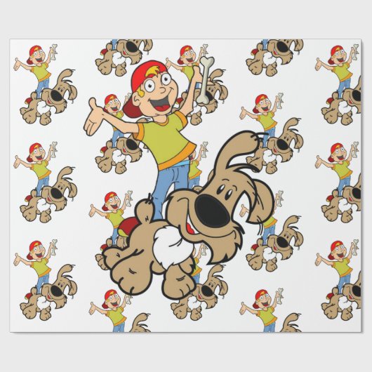 Glosswrapping Paper, Boy Dog Bones Geschenkpapier (Flach)
