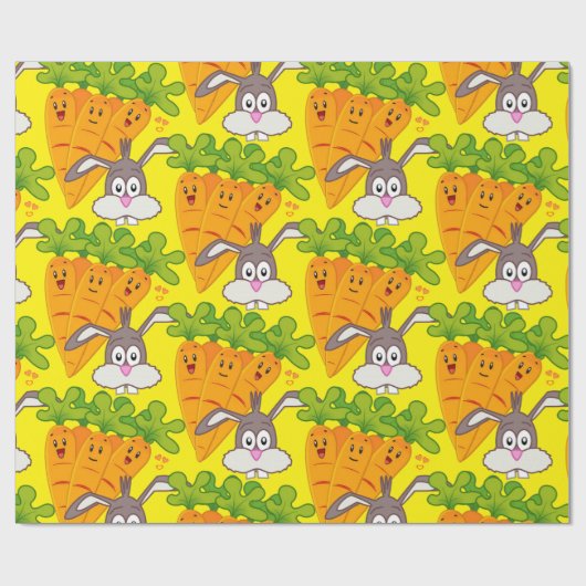 Glosswrapping Paper, Carrots Rabbit Gelb Geschenkpapier (Flach)