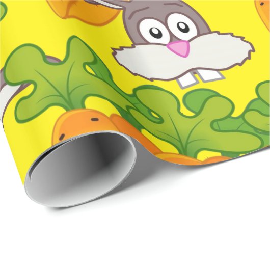 Glosswrapping Paper, Carrots Rabbit Gelb Geschenkpapier (Rolleneckpunkt)
