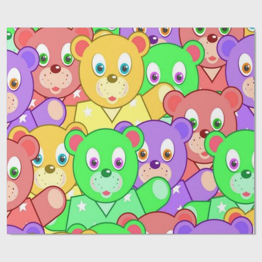 Glosswrapping Paper Colorful Teddy Bär Geschenkpapier (Flach)