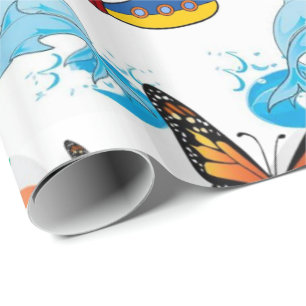 Glosswrapping Paper Dolphin Butterfly Geschenkpapier