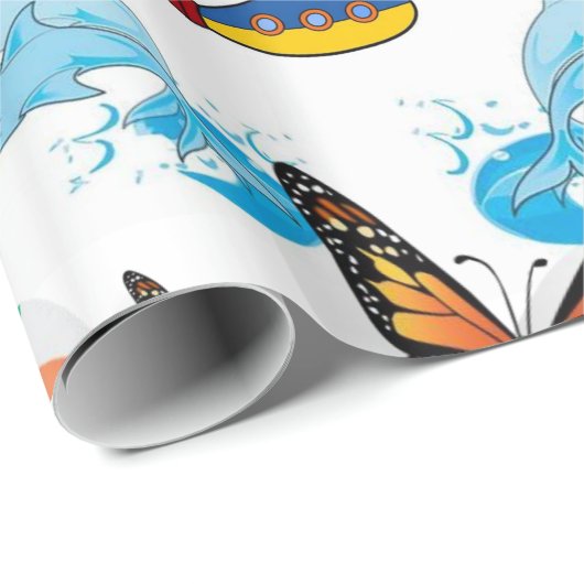 Glosswrapping Paper Dolphin Butterfly Geschenkpapier (Rolleneckpunkt)