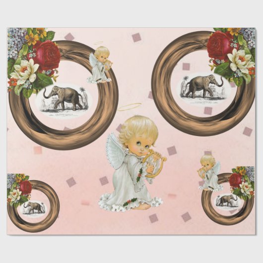 Glosswrapping Paper Elephant Angel Geschenkpapier (Flach)