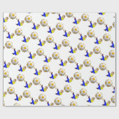 Glosswrapping Paper, gelbes weißes Fußballball Geschenkpapier (Flach)