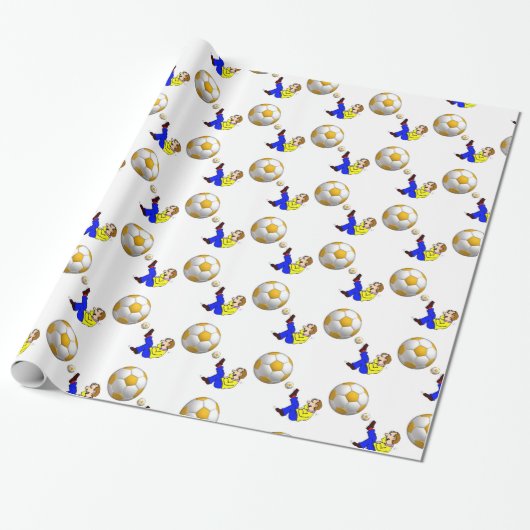 Glosswrapping Paper, gelbes weißes Fußballball Geschenkpapier (Ungerollt)