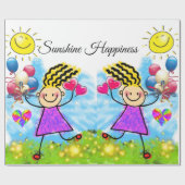 Glosswrapping Paper, Girl Sun Balloons floral Geschenkpapier (Flach)