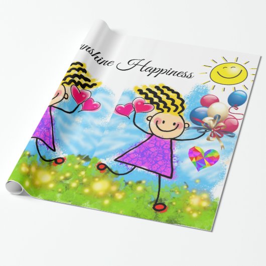 Glosswrapping Paper, Girl Sun Balloons floral Geschenkpapier (Ungerollt)
