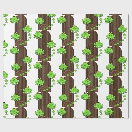 Glosswrapping Paper, Grünfrösche Geschenkpapier (Flach)