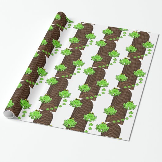 Glosswrapping Paper, Grünfrösche Geschenkpapier (Ungerollt)