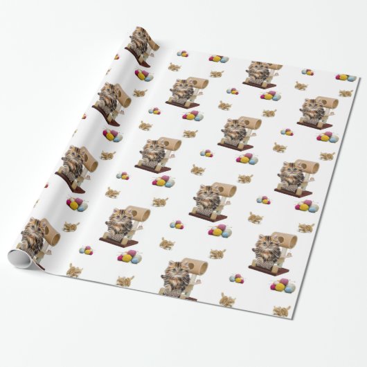 Glosswrapping Paper, Kitten Cat Condo Garn Geschenkpapier (Ungerollt)