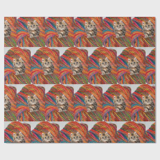 Glosswrapping Paper, Kitten Cat Yarn Geschenkpapier (Flach)