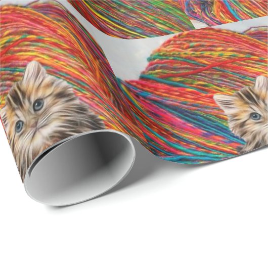 Glosswrapping Paper, Kitten Cat Yarn Geschenkpapier (Rolleneckpunkt)
