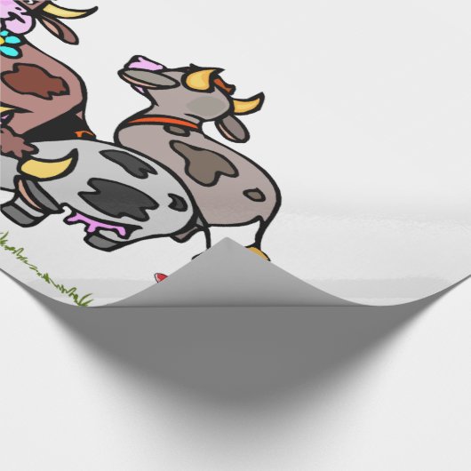 Glosswrapping Paper Kuh Moo Grass Floral Geschenkpapier (Ecke)