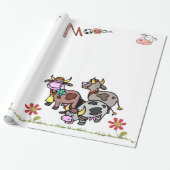 Glosswrapping Paper Kuh Moo Grass Floral Geschenkpapier (Ungerollt)