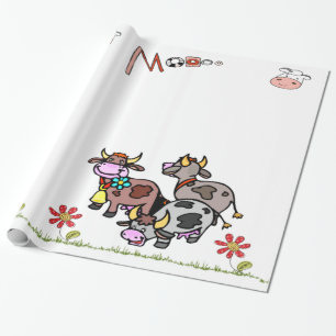 Glosswrapping Paper Kuh Moo Grass Floral Geschenkpapier