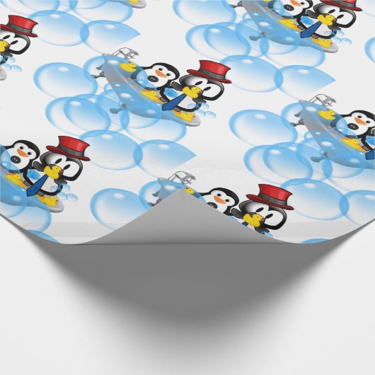 Glosswrapping Paper, Pinguin Bubble Bath Tube Geschenkpapier (Ecke)