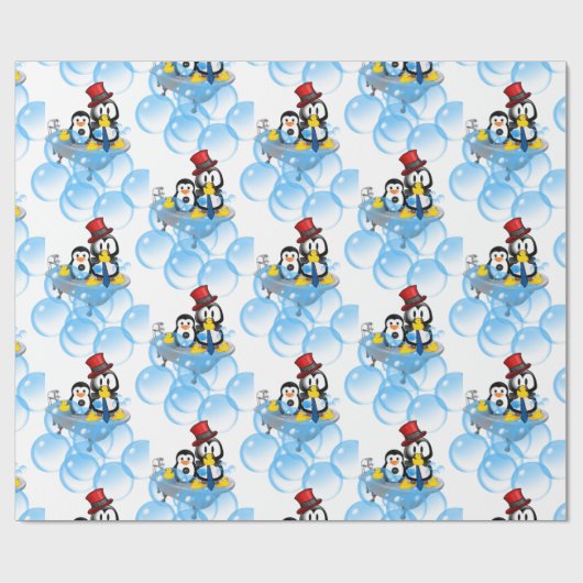Glosswrapping Paper, Pinguin Bubble Bath Tube Geschenkpapier (Flach)