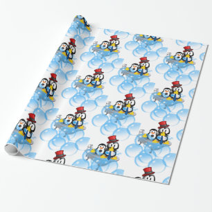 Glosswrapping Paper, Pinguin Bubble Bath Tube Geschenkpapier