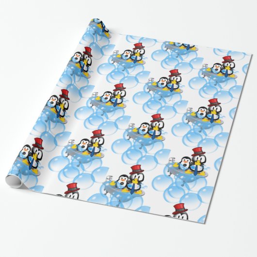 Glosswrapping Paper, Pinguin Bubble Bath Tube Geschenkpapier (Ungerollt)