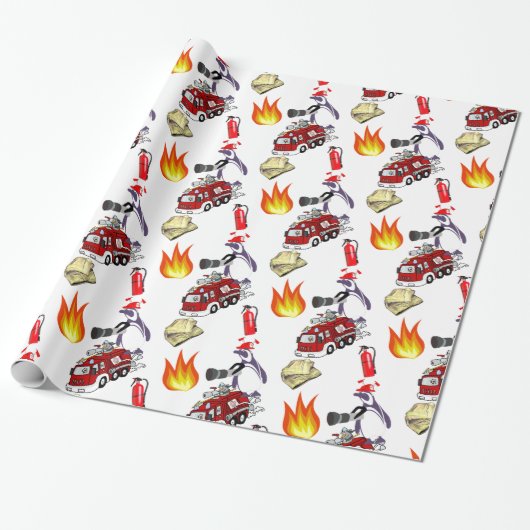 Glosswrapping Paper, Pinguin Fire Fireman Geschenkpapier (Ungerollt)