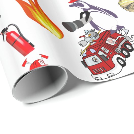Glosswrapping Paper, Pinguin Fire Fireman Geschenkpapier (Rolleneckpunkt)