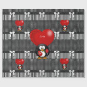 Glosswrapping Paper Pinguin Liebe Schwarz Geschenkpapier (Flach)