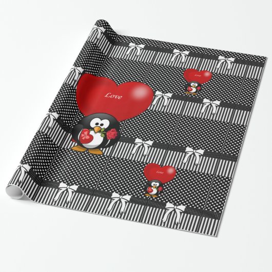 Glosswrapping Paper Pinguin Liebe Schwarz Geschenkpapier (Ungerollt)