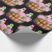 Glosswrapping Paper, Pinguin Pink Roses Geschenkpapier (Ecke)