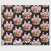 Glosswrapping Paper, Pinguin Pink Roses Geschenkpapier (Flach)