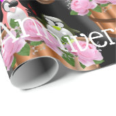 Glosswrapping Paper, Pinguin Pink Roses Geschenkpapier (Rolleneckpunkt)