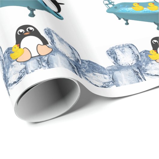 Glosswrapping Paper, Pinguin Yellow Ducks Bath Geschenkpapier (Rolleneckpunkt)