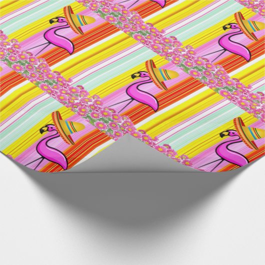 Glosswrapping Paper Pink Flamingo Geschenkpapier (Ecke)