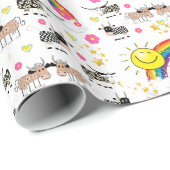 Glosswrapping Paper, Rainbow Sun Clouds Cows Geschenkpapier (Rolleneckpunkt)