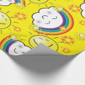 Glosswrapping Paper, Rainbow Sun Clouds Gelb Geschenkpapier (Ecke)