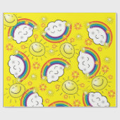 Glosswrapping Paper, Rainbow Sun Clouds Gelb Geschenkpapier (Flach)
