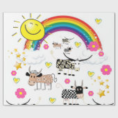 Glosswrapping Paper, Rainbow Sun Floral Cows Geschenkpapier (Flach)