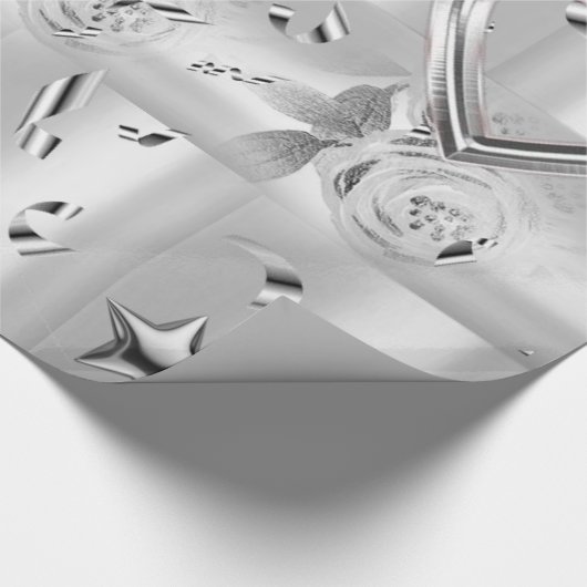 Glosswrapping Paper Silver Floral Geschenkpapier (Ecke)
