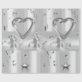 Glosswrapping Paper Silver Floral Geschenkpapier (Flach)