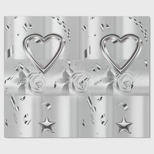 Glosswrapping Paper Silver Floral Geschenkpapier (Flach)
