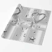 Glosswrapping Paper Silver Floral Geschenkpapier (Ungerollt)