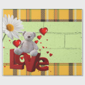 Glosswrapping Paper Teddy Bären Green Kariert Geschenkpapier (Flach)