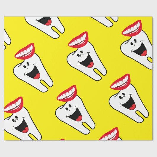 Glosswrapping Paper, Zähne Lächeln Zahngelb Geschenkpapier (Flach)