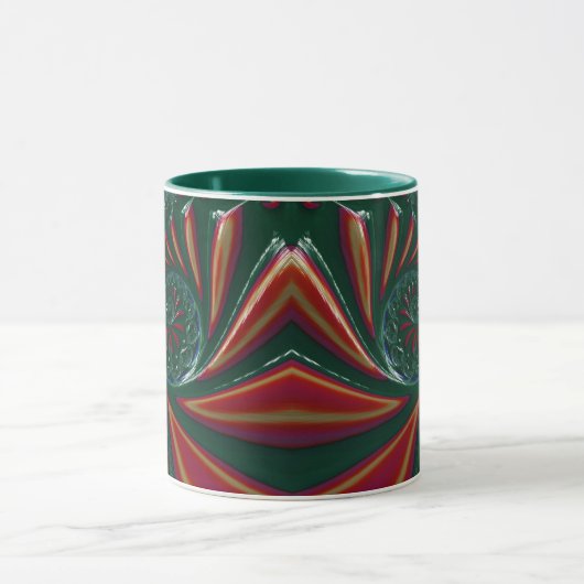 GLOSSY 3D Glossy Green Xmas Fraktal ~ Tasse (Zentrum)