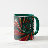 GLOSSY 3D Glossy Green Xmas Fraktal ~ Tasse (VorderseiteRechts)
