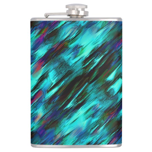 Glossy angefärbt von blau bis cyan, und rote Fleck Flachmann (Vorderseite)