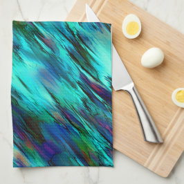 Glossy angefärbt von cyan bis blau, und rote Fleck Geschirrtuch