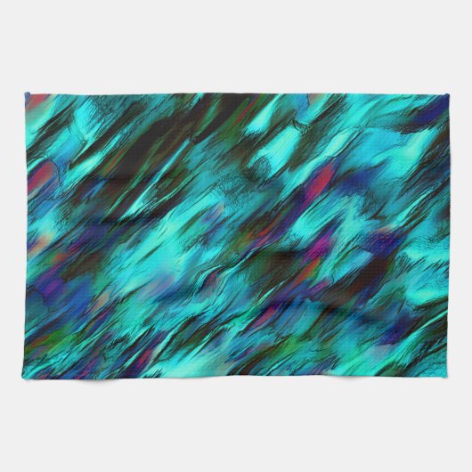 Glossy angefärbt von cyan bis blau, und rote Fleck Geschirrtuch (Horizontal)