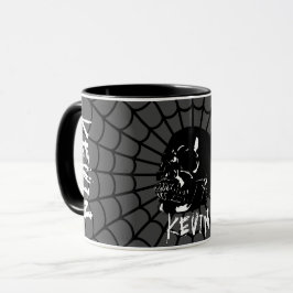 Glossy Black and Gray Skull Individuelle Name Tasse