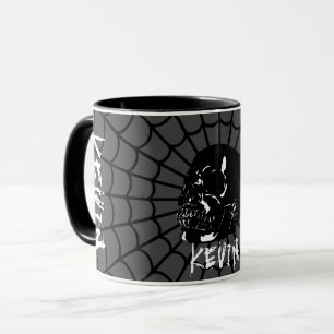 Glossy Black and Gray Skull Individuelle Name Tasse